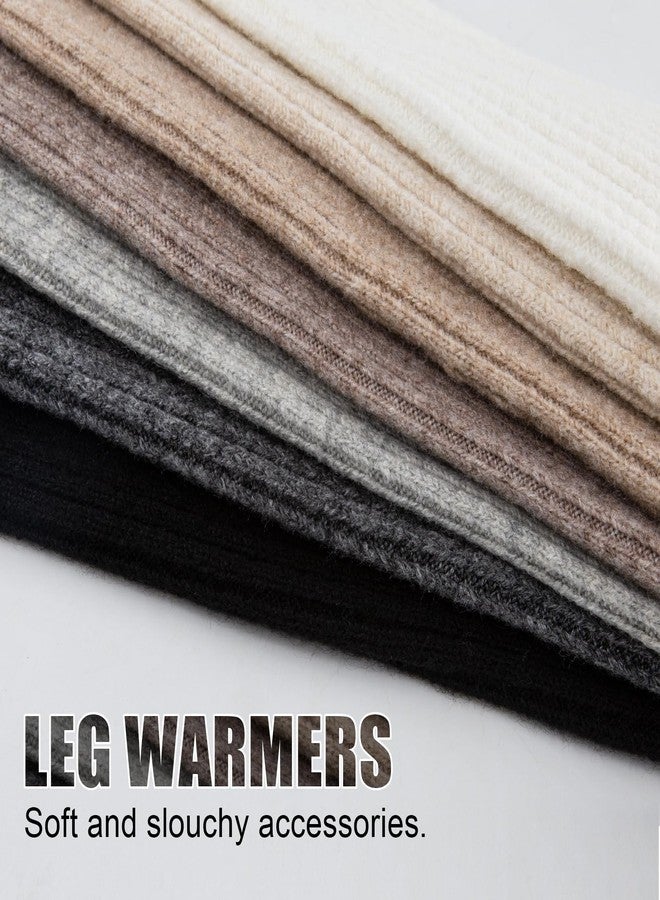 POMIJIAN Leg Warmers for Women Winter Fashion Knitting Black Leg Warmers Long Ankle Warmers for Yoga Ballet Leg Socks (Beige, 19.5in) - Image 5